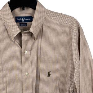 Ralph Lauren Dress shirt Men 16 1/2 - 32/33 Brown XStripe Cotton Oxford Yarmouth